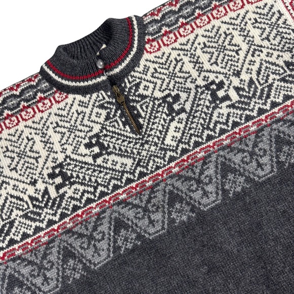Dale of Norway Other - Dale Of Norway Nagano Olympic Sweater Fair Isle Men L Grey Wool 1/4 Zip 1998 VTG